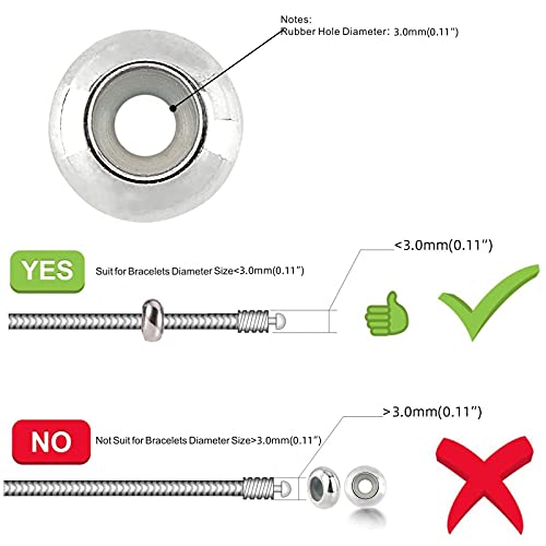 PH PandaHall 60pcs Brass Silicone Slider Beads, 3 Color 7mm Stopper Beads Slider Clasps for DIY European Bracelets Necklaces Jewelry Making