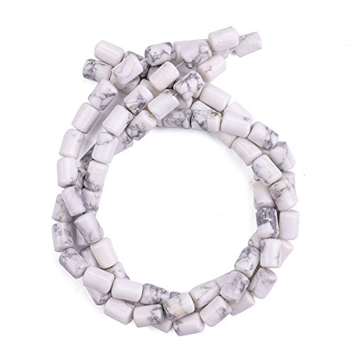 BEADIA Natural White Howlite Cylinder Stone Loose Semi Gemstone Beads for Jewelry Making 10mmx14mm 38cm - color: White Howlite, size: 10mm x 14mm