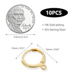 10Pcs 14K Goldplated Earring Hooks Round Small Gold Hoop Huggie Ear Leverback Hooks 925 Sterling Silver Earrings Findings 14x2mm Gold Small Huggie Hoop for Dangle Earring Making Jewelry Supplies Set - color: 10Pcs14x2mmHuggie_Gold