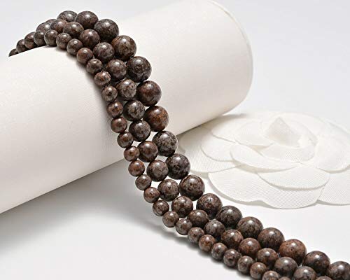 AD Beads Natural Gemstone Smooth Round Loose Beads 15“ 6mm 8mm 10mm (8mm, Coffee Jasper) - color: Coffee Jasper, size: 8mm