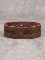 GelConnie Leather Cuff Bracelet Punk Braided Bracelets Rock Leather Wristbands Faux Mens Leather Bracelet Gothic Viking Bangle Adjustable Wrap Bracelet for Women,Men - color: Engraved Leather Bracelet