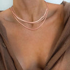 Freekiss Women's Layered Necklace Set - 3 Piece Dainty Gold Jewelry for Everyday Stacking | 14K Gold Plated Snake Chain, Rope Chain, Cuban Chain | Adjustable Length 14-18.5 Inch | Gift Ready - color: Rose Gold, style: 3Snake+Rope+Cuban