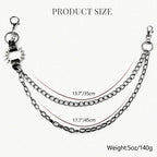Layered Punk Pants Chain for Men Women, Gothic Hip Hop Jean Chain Wallet Chain Biker Trouser Chain, Goth Emo Fashion Keychain Accessories - color: 2L-Black Spiked