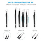 YHYZ 6pcs Precision Tweezers Set, Premium Anti-Static Stainless Steel ESD Tweezers Set Kit for Electronics, Sodlering，Jewelry, Craft, Laboratory Work, DIY - style: 6PCS, Version 1