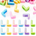 Beadthoven 20pcs Big Letter L Beads Large Hole Bubble Alphabet Acrylic Beads Charm Iridescent Plastic L Shape Loose Chunky Spacers for Jewelry Making Bracelet Necklace Keychains Shoelaces Crafts - color: L