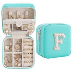 Initial Jewelry Box, Travel Jewelry Case, Blue, Modern, Mother's Day Gift for Women - color: Blue, size: F
