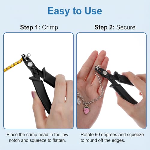 Bead Crimper for Jewelry Making Jewelry Crimper Tool Beading Pliers Tool Jewelrys Pliers With PVC Handle for Beading Earring Necklace Bracelet DIY Jewelrys Making