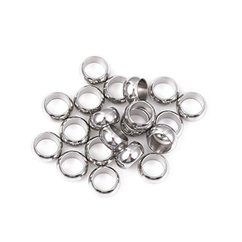 BEADIA Stainless Steel Spacer Beads 10x5mm Rondelle Loose Charm Caps Beads for DIY Jewelry Making 20pcs with 7mm Hole - color: 10x5mm 7mm