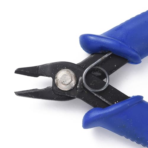 1Pc Carbon Steel Jewelry Pliers, Dark Blue and Gunmetal Flush Cutter Plier, Polishing Wire Cutter Plier, Craft Small Jewelry Making Tools for Crafters Mechanical Work Electricians, 4.96inch