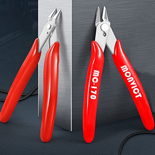 MONVICT 5 Inch Micro Wire Cutters, Flush Cutters with Ultra Sharp Cutting Edge & Opening Spring Precision Small Side Cutting Pliers Tools Perfect for Crafts Wires 3D Printer Electrical & Cut Needs - color: 5"- Pack 1