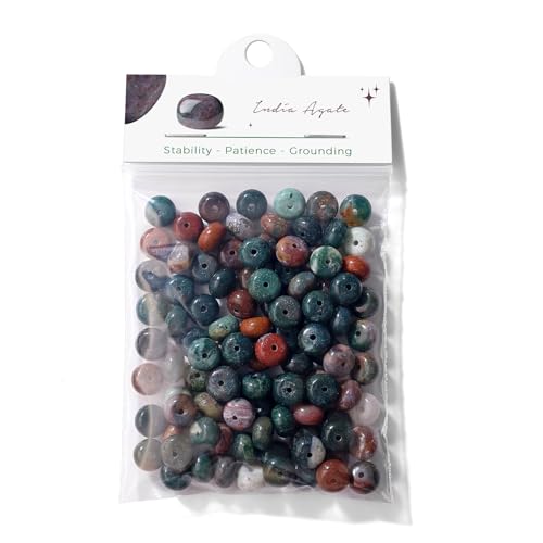Raicegs 100pcs 5×8mm Rondelle India Agate Beads Natural Gemstone Beads Abacus Disk Stone Loose Beads for Jewelry Making DIY Bracelets Necklace - color: India Agate, size: 5×8mm Rondelle