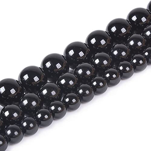 Natural A Black Tourmaline 6mm Gemstone Round Loose Beads Strand for DIY Bracelet Necklace Jewelry Making Bead - color: A Black Tourmaline, size: 6mm