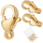 Beebeecraft 1 Box 50Pcs Lobster Claw Clasps 24K Gold Plated 304 Stainless Steel Trigger Small Snap Clasp for Bracelet Necklace Jewelry Making 9x6mm - size: 6mm