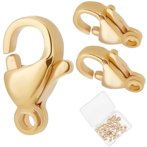 Beebeecraft 1 Box 50Pcs Lobster Claw Clasps 24K Gold Plated 304 Stainless Steel Trigger Small Snap Clasp for Bracelet Necklace Jewelry Making 9x6mm - size: 6mm