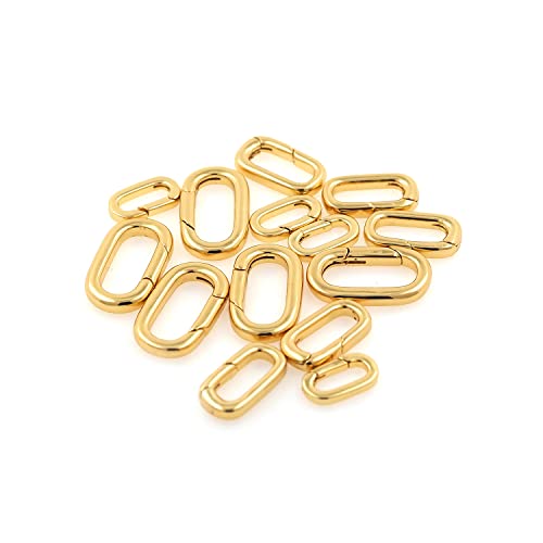 18K Gold Filled Oval Clasp Spring Claps Connector Carabiner Keychain for DIY Jewelry Finding Necklace Bracelet (Gold(9.5x19x3mm)) - color: Gold(9.5x19x3mm)
