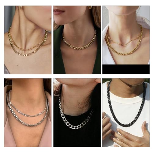10PCS 18inch Cuban Chain Necklace Set for Jewelry Making Gold Plated Stainless Steel Necklace Bulk - color: Gold 18", size: 1.8mm