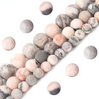 35pcs 10mm Natural Matte Pink Zebra Jasper Beads Energy Healing Crystal Round Loose Stone Beads for Jewelry Making, DIY Bracelets Necklaces - color: Matte Pink Zebra Jasper, size: 10mm