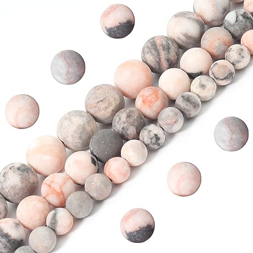 35pcs 10mm Natural Matte Pink Zebra Jasper Beads Energy Healing Crystal Round Loose Stone Beads for Jewelry Making, DIY Bracelets Necklaces - color: Matte Pink Zebra Jasper, size: 10mm