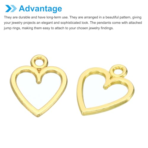 PATIKIL Heart Charm, 100Pcs Mini Heart Circle Pendant Charm Bulk for Jewelry Making Earrings Necklace Wedding Crafts - color: Golden