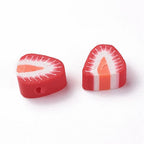 Mega Pet 50Pcs Handmade Strawberry Polymer Clay Beads Strawberry Slice Clay Beads Fruit Loose Spacer Beads 9.5-12mm for DIY Bracelet Necklace Earring Jewelry Making - color: Strawberry Slice