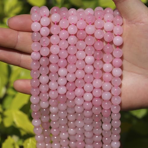Natural Stone Beads Pink Jade 8mm Polished Round Smooth Gemstone Beads for Jewelry Making Supplies 15 Inch(45Beads) - color: Pink Jade 8mm-45pcs