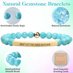 INSYOHO Dont Let the Hard Days Win Bracelet – Inspirational Healing Crystal Bracelet for Women & Men, Agate & Amethyst Beaded Adjustable, Motivational Gift for Stress Relief & Positivity - color: aquamarine