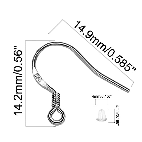 White Gold Earring Hooks, 80 PCS/40 Pairs Ear Wires Fish Hooks, 240pcs Hypoallergenic Earring Making kit with Jump Rings and Clear Silicone Earring Backs Stoppers - color: Small White Gold