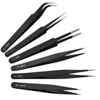Bonsicoky 6 PCS Precision ESD Tweezers Set - Anti-Static Stainless Steel Tools Kit for Electronics, Jewelry Repair, Soldering, and Crafting Projects - color: 6 Pcs