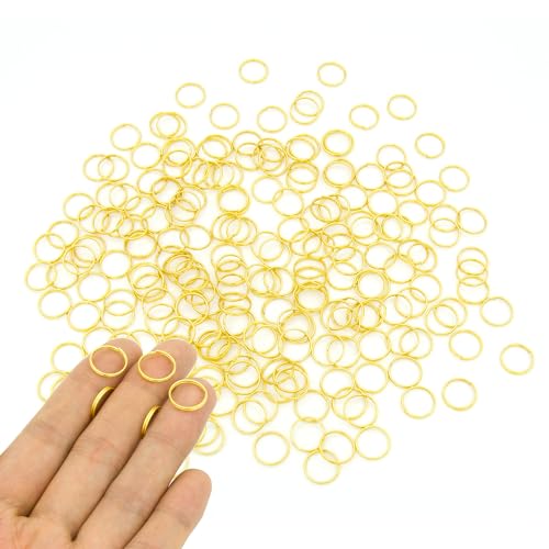 200pcs 12mm Mini Split Jump Ring with Double Loops Small Round Metal Golden Key Rings Connectors for Making Handwork Charms Pendants Key Chains Ornaments DIY Crafts Accessories - color: Golden 12mm 200pcs