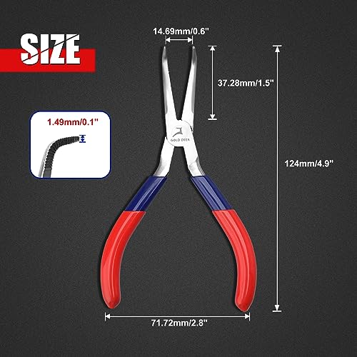 Bent Needle Nose Pliers With Serrated Jaw Mini Bent Nose Pliers With Comfort Grip Handles For Bending Wire Gripping - style: Bent Needle Nose Pliers