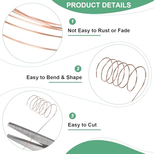 M METERXITY 0.3mm Jewelry Wire, 28 Gauge 328FT Craft Wire Copper Beading Wire for Jewelry Making/Planting/Weaving/DIY Crafting, Soft Metal Wires [100M, Copper Tone] - color: Copper Tone, size: 0.3mm 28 Gauge