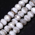 7.5×10mm 50pcs Gray White Faceted Lampwork Glass Beads for Jewelry Making, Flat Round Handmade Murano Beads for Bracelets, Crafts, Friendship Bracelet Kit, Rosary Making - color: Gray White