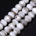 7.5×10mm 50pcs Gray White Faceted Lampwork Glass Beads for Jewelry Making, Flat Round Handmade Murano Beads for Bracelets, Crafts, Friendship Bracelet Kit, Rosary Making - color: Gray White