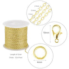 Crisjanggo 32.8 Feet 14K Gold Plated Brass Chains for Jewelry Making Men Women DIY Craft Necklace Bracelet Chains Roll Bulk with Lobster Clasps and Jump Rings - color: Rolo Gold