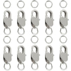 10Pcs Lobster Claw Clasp with Jump Ring, 18K Gold Jewelry Clasps for Necklace, Bracelets(Silver) - color: silver, size: 10