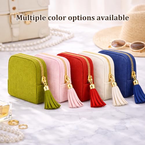 Small Travel Jewelry Pouch for Women, Compact Travel Jewelry Pouch with Layered Storage, Zippered Jewelry Travel Bag for Rings, Earrings, Bracelets, Necklaces (Classic Red) - color: Classic Red