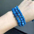 6mm Deep Blue Matte Oxidized Natural Stone Beads Round Loose Beads for Jewelry Making Yochus DIY Beads Bracelet Necklace - color: Deep Blue Matte Oxidized, size: 6mm