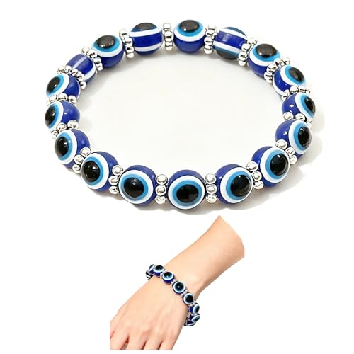 Handmade 8mm Beaded Bracelets For Men Protection Bracelet For Women Chakra Feng Shui Stretchy Handmade Lucky Money Stretchy Crystal Bracelets Best Gifts - color: Evil eyes