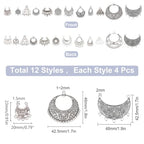 SUNNYCLUE 1Box 48Pcs 12 Style Chandelier Connector Earring Findings Multi Loops Bohemian Charms Antique Silver Round Teardrop Charms for Jewelry Making DIY Craft Supplies - color: 48pcs 12 Style