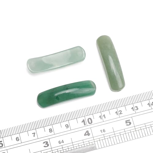 BEADIA Natural Curved Green Aventurine Stone Beads 36x10mm 4pcs for DIY Bracelet Jewelry Making - color: Green Aventurine
