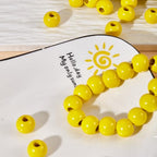 240Pcs Yellow Wood Beads 16mm for Craft Large Hole Wood Beads for Craft - color: Yellow