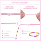 Rujiaoa Bracelet Making Kit Bulk 24 Pack, Individually Pre-Packed Pony Bead Kits for Party Favors & Classroom Activities, DIY Jewelry Making Set with Zipper Bags, Tattoos & Instructions