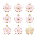 Beadthoven 100pcs Enamel Charms Cherry Blossom Daisy Flower Pendants Gold Plated Small Cute Bulk for Jewelry Making Bracelet Necklace Earrings Keychain DIY Accessories - color: Sakura Flower-Pink