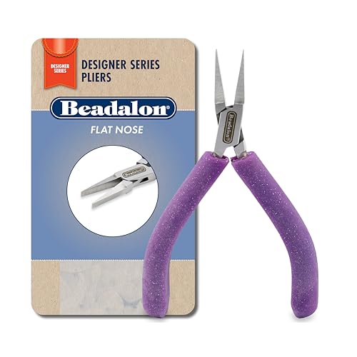Beadalon Designer Series Glimmer Flat Nose Pliers, Lavender Speckle Vinyl-Free Grips, Stainless Steel, Box Joint, Double Leaf Springs, 4.75 in - color: Lavender Speckle, style: Flat Nose