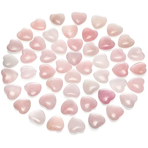 Gerrii 50 Pcs Heart Healing Stone Bulk Quartz Heart Inspirational Stones Gift for Women Love Pocket Polished Natural Energy Balancing Meditation 0.8 Inch(Rose Pink) - color: Rose Pink