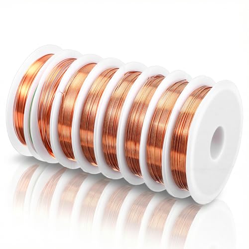 8 Pcs Copper Wire for Jewelry Making, 183ft × 0.5mm Solid Pure Copper Wire, Tarnish Resistant Beading Wires for Crafts, Jewelry Making, Electroculture Gardening