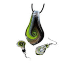 Glass Water Drop Shape Glaze Spiral Dangle Earrings Lampwork Handmade Glass Bead Geometric Earrings for Women Jewelry - color: Paint Green