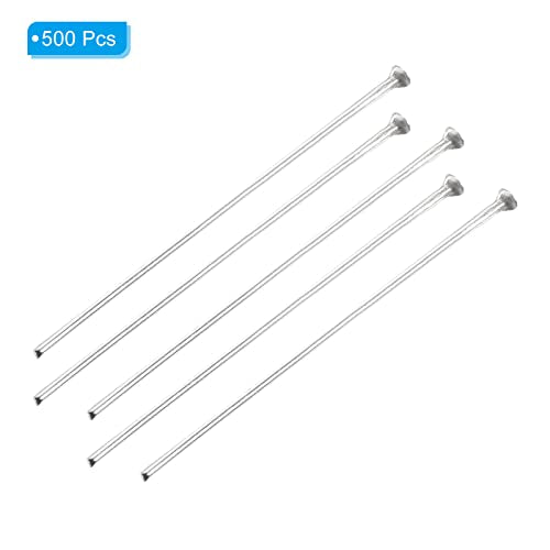 PATIKIL 500Pcs Flat Head Pins for Jewelry Making 35mm Stainless Steel Flat Head Pins Jewelry Head Pins for Craft Earring Bracelet Necklace Pendant Supplies 22 Gauge Silver - size: 35mm