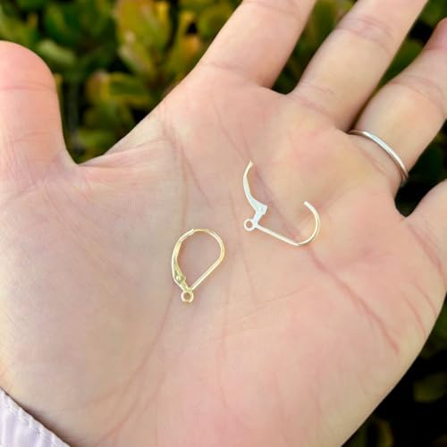 2pcs Adabele Real 1/20 14K Gold Filled Strong Leverback Earring Hooks Open Ring Ear Wire Non Tarnish for DIY Earrings Jewelry Making JK1-G - color: 14K Gold Filled, size: 16mm Hook (Open ring) - 2pcs