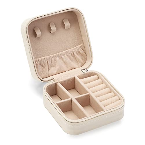 ZPROW Travel Jewelry Case, Mini Portable Jewelry Travel Boxes, Small Jewelry Organizer for Rings, Earrings, Pendants, Watches, Necklaces, Lipsticks Organizer Storage Holder Case (White) - color: A1 - White 1 Pack